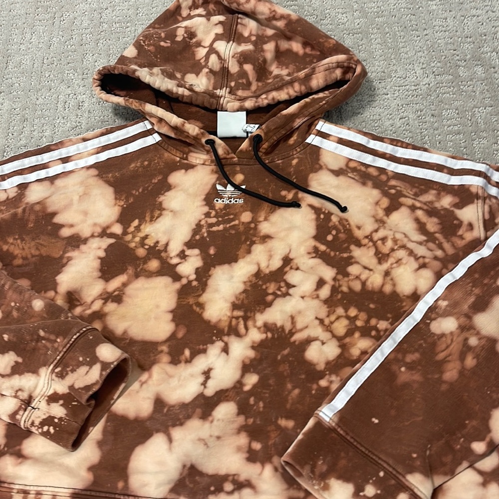 Custom wash adidas cropped hoodie